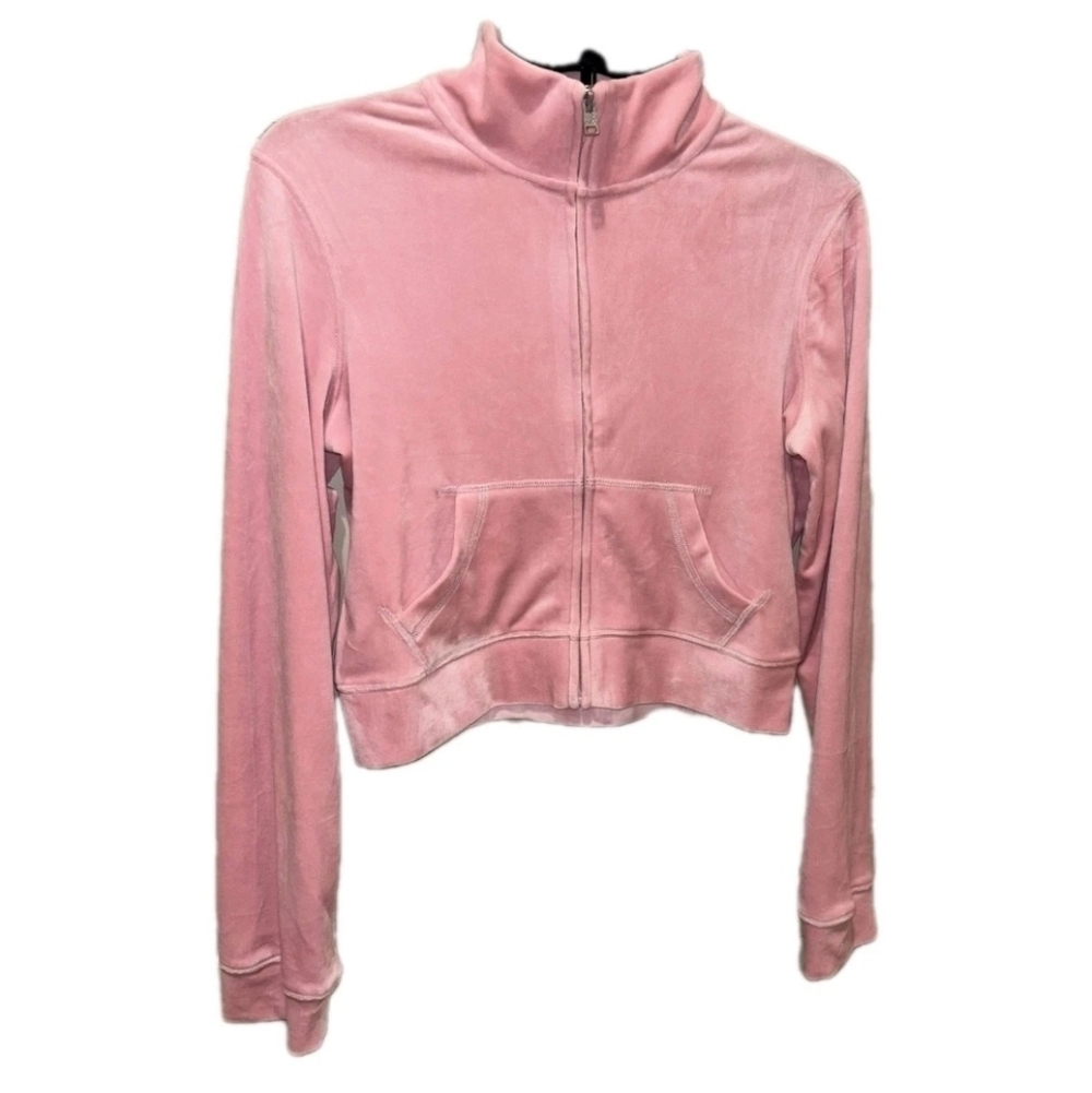 Velour Baby Pink Track Jacket HOLLISTER Size:Small Women's Athleisure